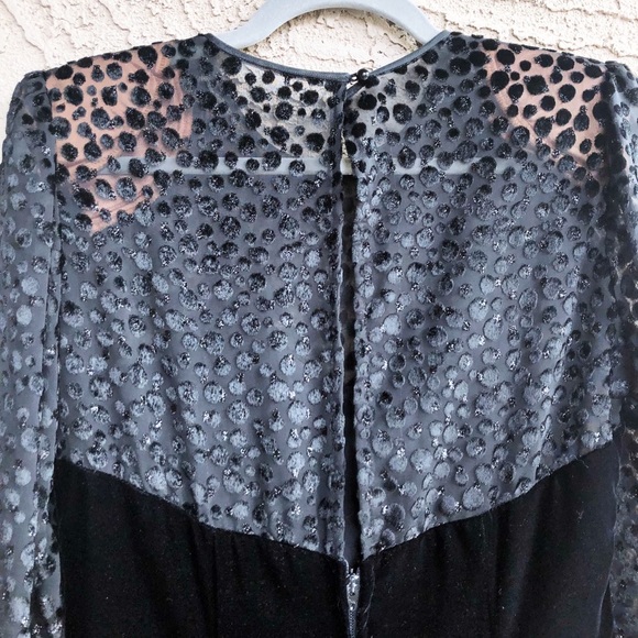 VINTAGE 80s 90s Black Velvet Sheer Leopard Dress - Picture 4 of 5